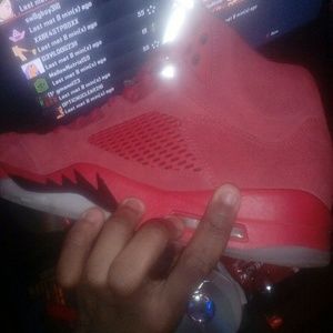 Red suede Jordan 5